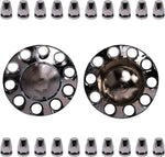 6 Complete Chrome Axle Hub Cover Kit with Standard Lug Nut Covers