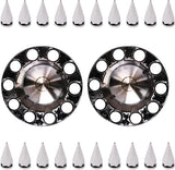 Chrome Front Rear Wheel Axle Hub Cover Kit with Spiked Lug Nut Covers