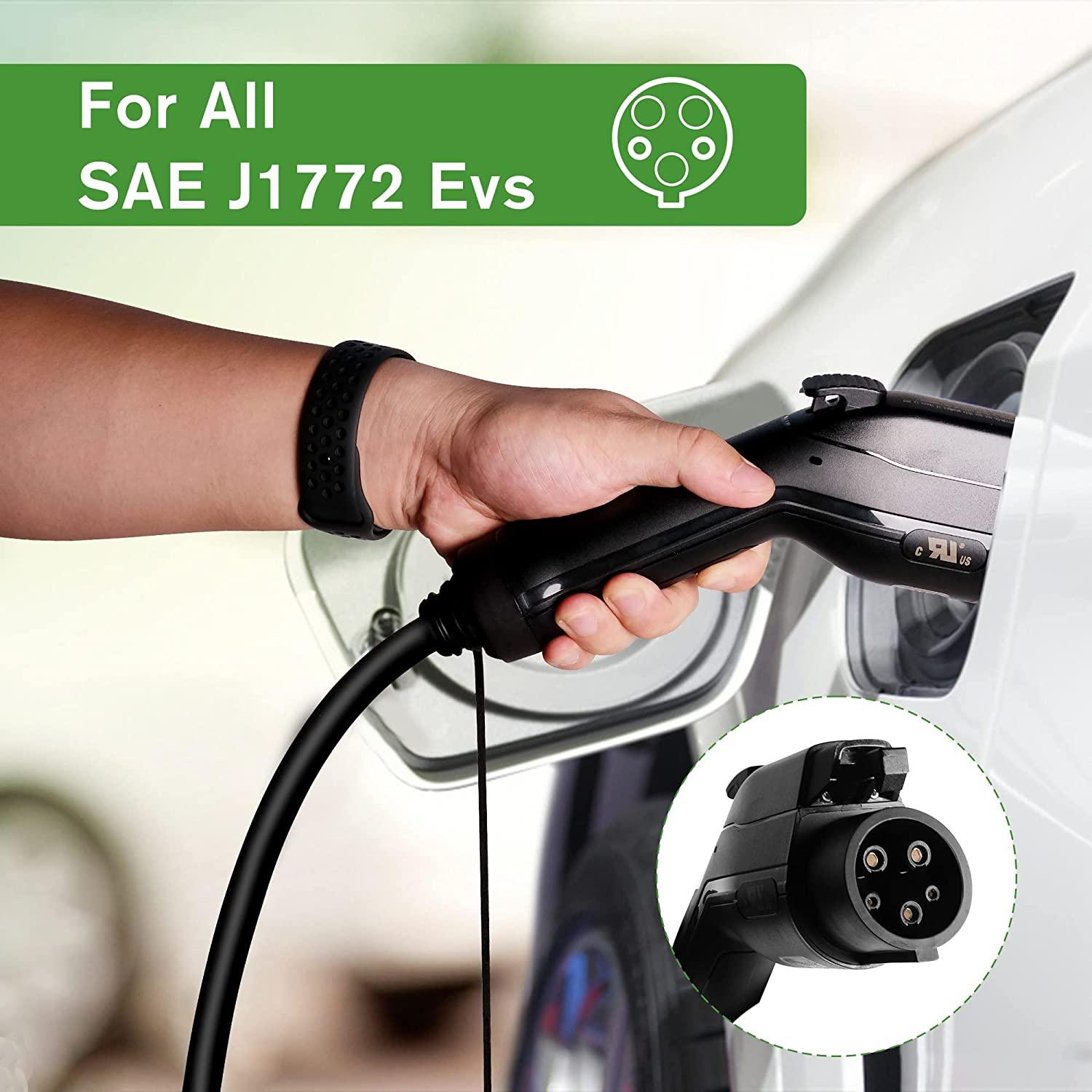 16A 21ft Portable Level 1-2 Electric Vehicle (EV) Charger110V-240V with NEMA 6-20 Plug For J1772 EVs