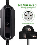 Level 1+2 EV Charger (110-240V, 16A, 21ft) NEMA 6-20 Plug Portable EVSE SAE J1772 Plug Home Electric Vehicle Charging Station