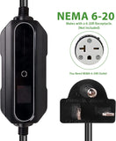 Level 1+2 EV Charger (110-240V, 16A, 21ft) NEMA 6-20 Plug Portable EVSE SAE J1772 Plug Home Electric Vehicle Charging Station