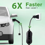 Level 1+2 EV Charger (110-240V, 16A, 21ft) NEMA 6-20 Plug Portable EVSE SAE J1772 Plug Home Electric Vehicle Charging Station