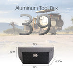 39" x 16.5"x 12" Heavy Duty 5 Bar Tread Aluminum RV Trailer Tongue Box Truck Tool Chest, Black