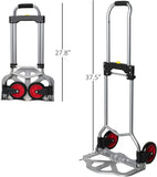 Aluminum Alloy Heavy Duty Hand Dolly Cart, Folding Hand Truck with 2 Wheel with Telescoping Handle
