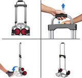 Aluminum Alloy Heavy Duty Hand Dolly Cart, Folding Hand Truck with 2 Wheel with Telescoping Handle