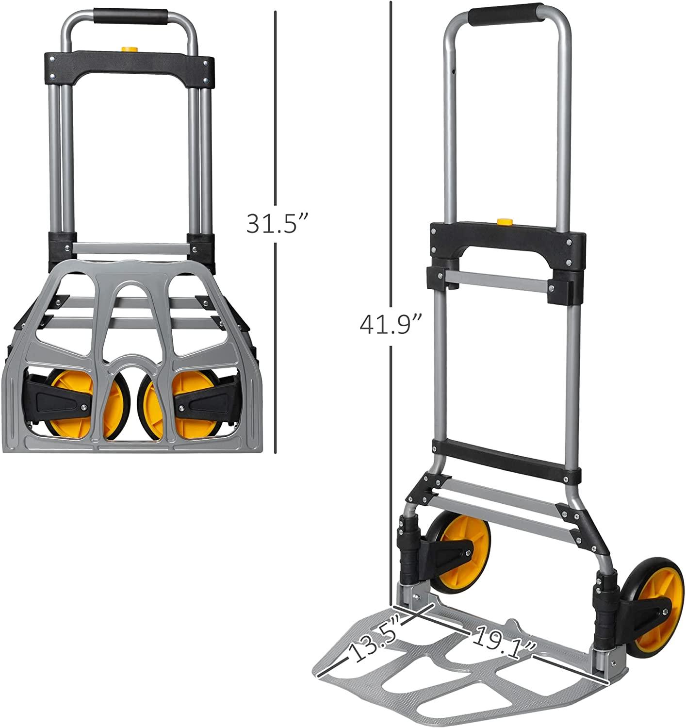 (Out of Stock) Heavy Duty Folding Hand Truck Dolly - 2 Wheel Aluminum Alloy Moving Hand Cart, 330LB Capacity