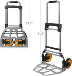 Heavy Duty Folding Hand Truck Dolly - 2 Wheel Aluminum Alloy Moving Hand Cart, 330LB Capacity
