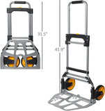 Heavy Duty Folding Hand Truck Dolly - 2 Wheel Aluminum Alloy Moving Hand Cart, 330LB Capacity