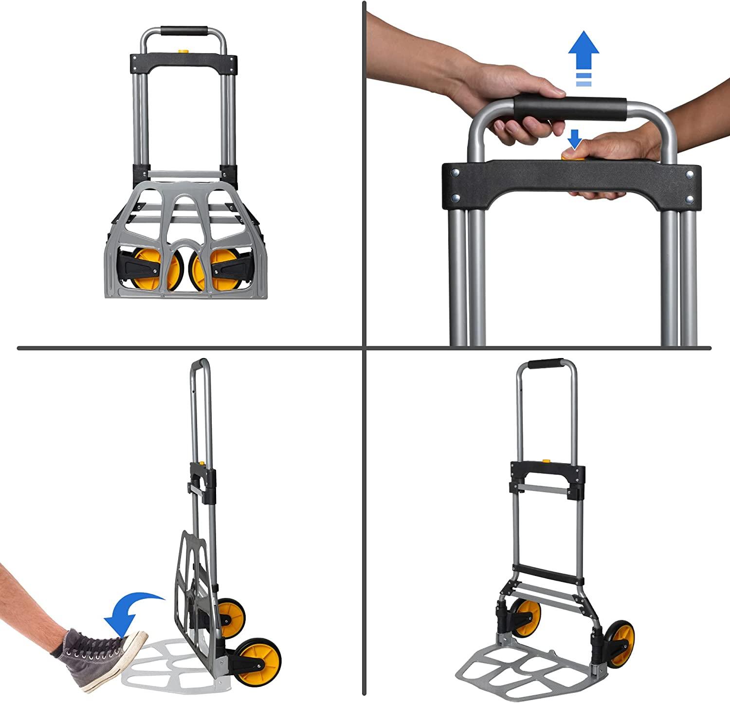 (Out of Stock) Heavy Duty Folding Hand Truck Dolly - 2 Wheel Aluminum Alloy Moving Hand Cart, 330LB Capacity