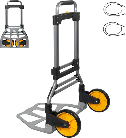 Heavy Duty Folding Hand Truck Dolly - 2 Wheel Aluminum Alloy Moving Hand Cart, 330LB Capacity