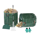 Leaf Scoop Hand Rake Set with Reuseable Garden Bag & 1 Pair Work Gloves for Collecting Leaves, Mulch and Debris