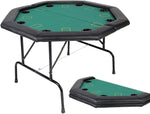 Folding Texas Poker Table Top Casino Game for 8 Players, Green - Bosonshop
