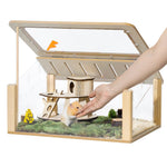 Wooden Hamster Cage Small Animal Acrylic Hamster Cage with House Pet Bed
