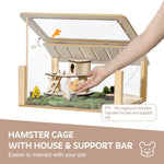 Wooden Hamster Cage Small Animal Acrylic Hamster Cage with House Pet Bed