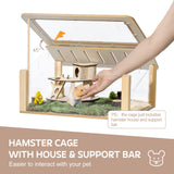 Wooden Hamster Cage Small Animal Acrylic Hamster Cage with House Pet Bed