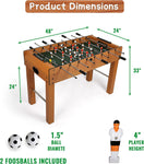 48" Foosball Game Table, Arcade Table Soccer w/ 2 Balls