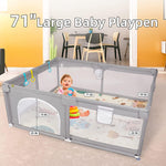 Portable Large Baby Playpen Fence Play Yards (71"x59") with Anti-Slip Bas, Mat Breathable & Mesh