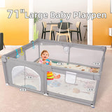 Portable Large Baby Playpen Fence Play Yards (71"x59") with Anti-Slip Bas, Mat Breathable & Mesh