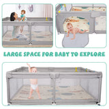 Portable Large Baby Playpen Fence Play Yards (71"x59") with Anti-Slip Bas, Mat Breathable & Mesh