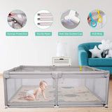 Portable Large Baby Playpen Fence Play Yards (71"x59") with Anti-Slip Bas, Mat Breathable & Mesh