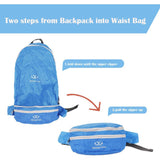 Foldable Hiking Backpack Lightweight Travel Outdoor Camping Daypack with a Waist Bag Pack, Blue - Bosonshop