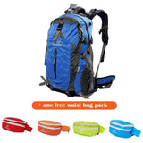 Foldable Hiking Backpack Lightweight Travel Outdoor Camping Daypack with a Waist Bag Pack, Blue - Bosonshop