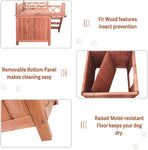 Pet Dog House, 2-Story Weather Resistant Wooden Kennel with Roof Balcony and Stairs - Bosonshop
