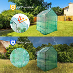 8 Shelves 3 Tiers Walk-in Greenhouse 56.3''L x 56.3''W x 76.8''H Portable Walk In Outdoor Planter House w/ Pegs Ropes