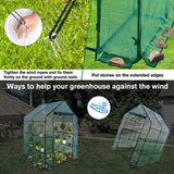 8 Shelves 3 Tiers Walk-in Greenhouse 56.3''L x 56.3''W x 76.8''H Portable Walk In Outdoor Planter House w/ Pegs Ropes