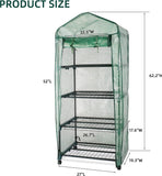 4-Tier Mini Greenhouse w/ PVC Cover & Roll-Up Zipper Door
