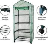 4-Tier Mini Greenhouse w/ PVC Cover & Roll-Up Zipper Door