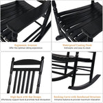 Set of 2 Outdoor Rocking Chairs, Outdoor Indoor Oversized Patio Rocker Chair High Back Rocker, Black