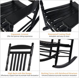 Set of 2 Outdoor Rocking Chairs, Outdoor Indoor Oversized Patio Rocker Chair High Back Rocker, Black