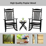 Set of 2 Outdoor Rocking Chairs, Outdoor Indoor Oversized Patio Rocker Chair High Back Rocker, Black