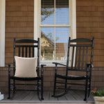 Set of 2 Outdoor Rocking Chairs, Outdoor Indoor Oversized Patio Rocker Chair High Back Rocker, Black