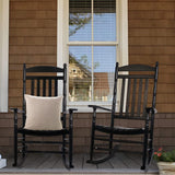 Set of 2 Outdoor Rocking Chairs, Outdoor Indoor Oversized Patio Rocker Chair High Back Rocker, Black