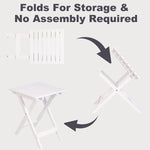 Outdoor Wooden Folding Square Side Table, Portable Lounge End Table, White