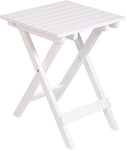 Outdoor Wooden Folding Square Side Table, Portable Lounge End Table, White