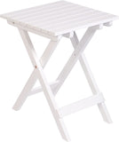 Outdoor Wooden Folding Square Side Table, Portable Lounge End Table, White