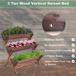 3 Tier Wooden Planter Box Container Freestanding Raised Garden Bed with Drain Holes