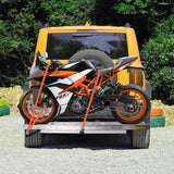440 lb Capacity Aluminum Motorcycle Carrier with 3.8' Ramp, 2" Receiver Dirt Bike Scooter Hitch-Mounted Rack