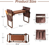 Heavy Duty Garden Kneeler and Seat Stool Garden Folding Bench with with 2 Tool Pouches & EVA Foam Kneeling Pad, Brown