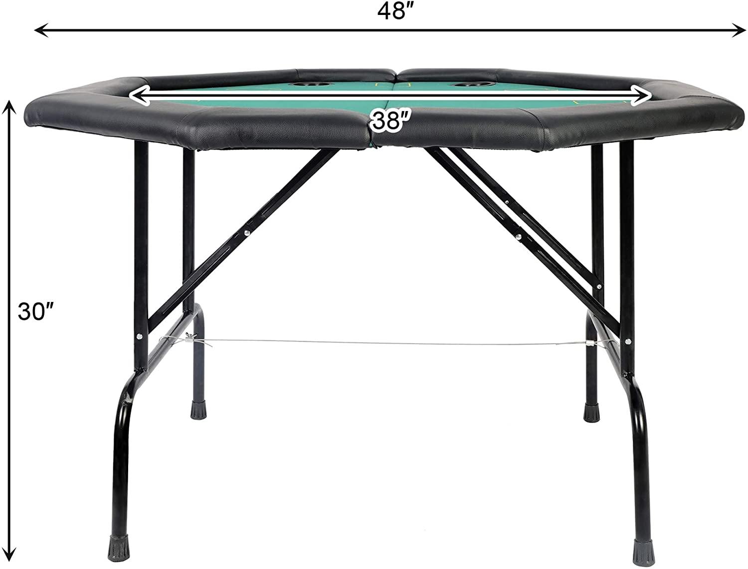 Folding Texas Poker Table Top Casino Game for 8 Players, Green - Bosonshop