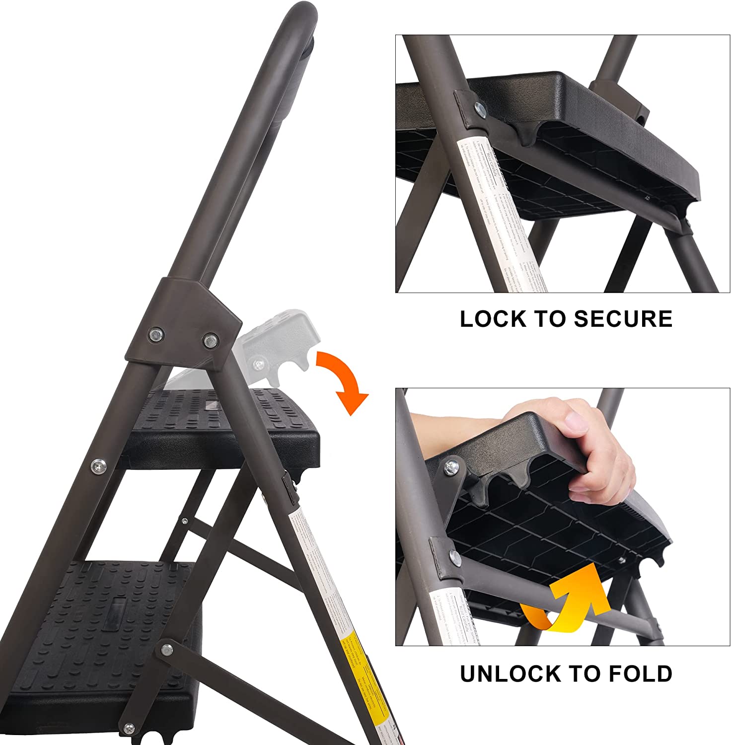 4-Step Folding Step Ladder with Wide Anti-Slip Pedal for Safety and Convenience