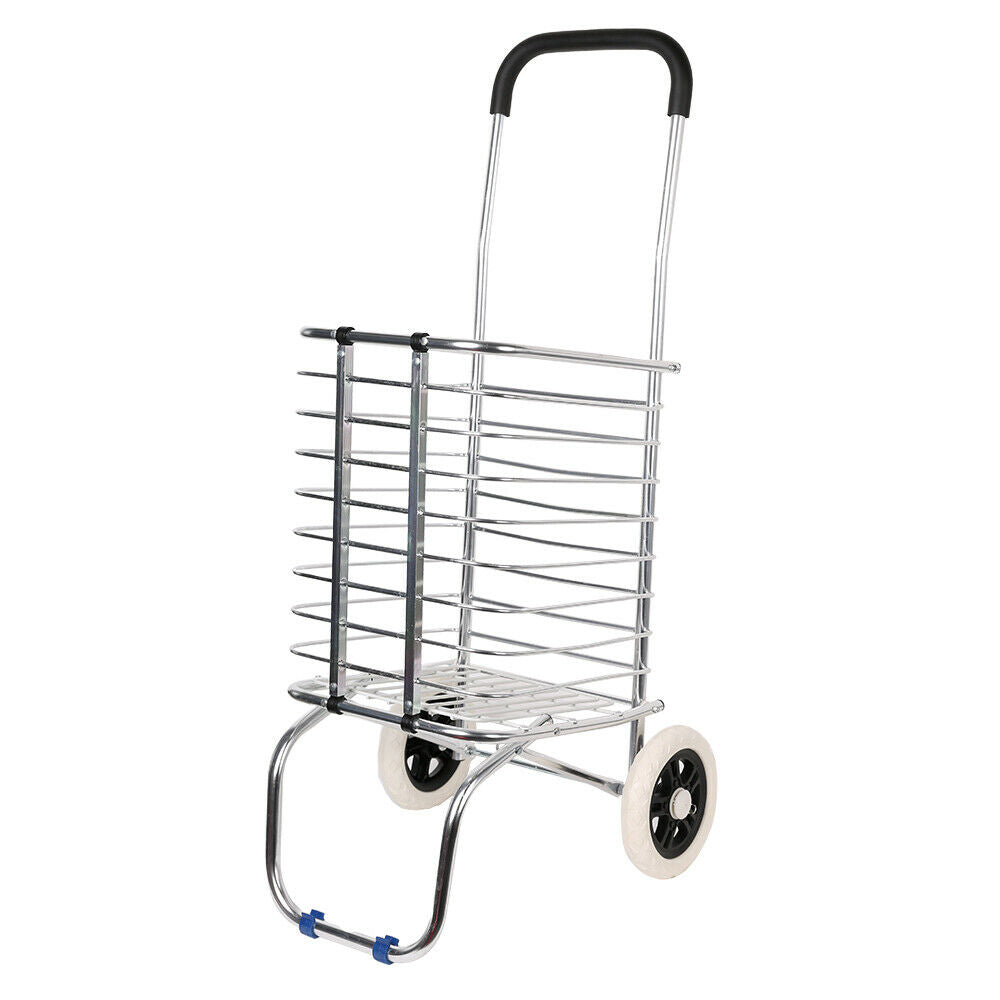 (Out of Stock) Folding Aluminum Shopping Cart for Laundry with 2 Wheels