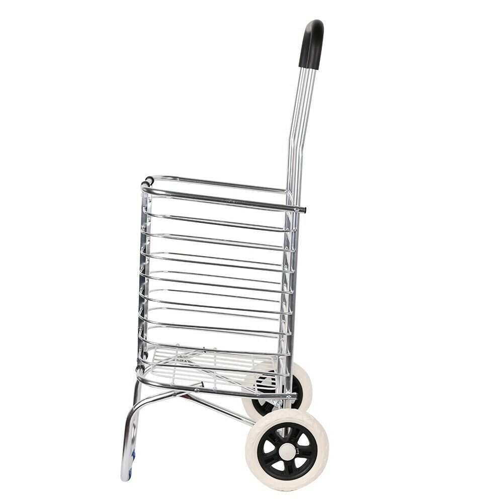 (Out of Stock) Folding Aluminum Shopping Cart for Laundry with 2 Wheels