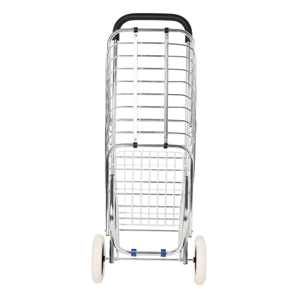 Folding Aluminum Shopping Cart for Laundry with 2 Wheels