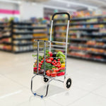 Folding Aluminum Shopping Cart for Laundry with 2 Wheels