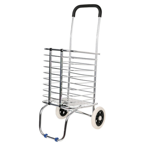 Folding Aluminum Shopping Cart for Laundry with 2 Wheels