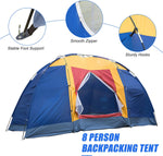 Waterproof 8-Person Foldable Outdoor Camping Tent w/ Carry Bag, Blue